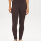 Brown Brushed Knit Leggings with Wide Waistband - Woman Wearing Stretchy Knit Leggings - Suzy Shier