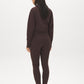 Brown Brushed Knit Leggings with Wide Waistband - Woman Wearing Stretchy Knit Leggings - Suzy Shier