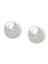 Silver Huggie Earrings with Gem Tone Details - Close-up of Elegant Jewelry - Suzy Shier
