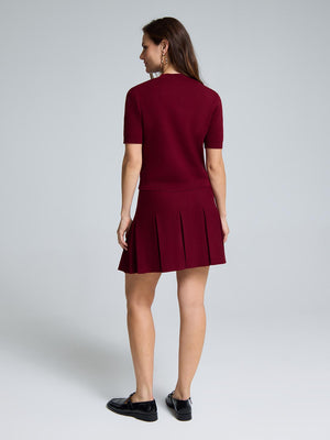 Short Sleeve Button-Up Cardigan Rumba Red
