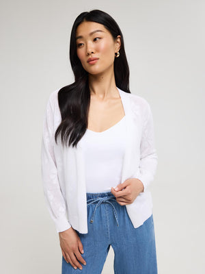 Open Pointelle Cardigan White