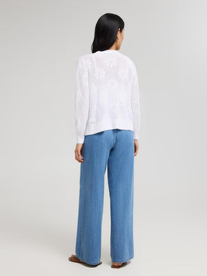 Open Pointelle Cardigan White