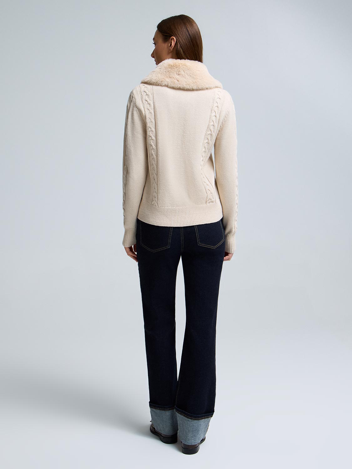 Detachable Faux Fur Collar Cardigan – Suzy Shier