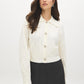Pearl Cable Knit Sweater with Large Collar - Woman Wearing Textured Knit Sweater - Suzy Shier