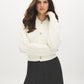 Pearl Cable Knit Sweater with Large Collar - Woman Wearing Textured Knit Sweater - Suzy Shier