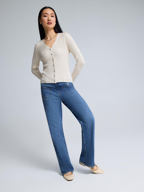 Cable Knit Button-Front Cardigan