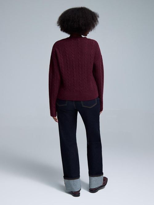 Cardigan en maille torsadée à col en V