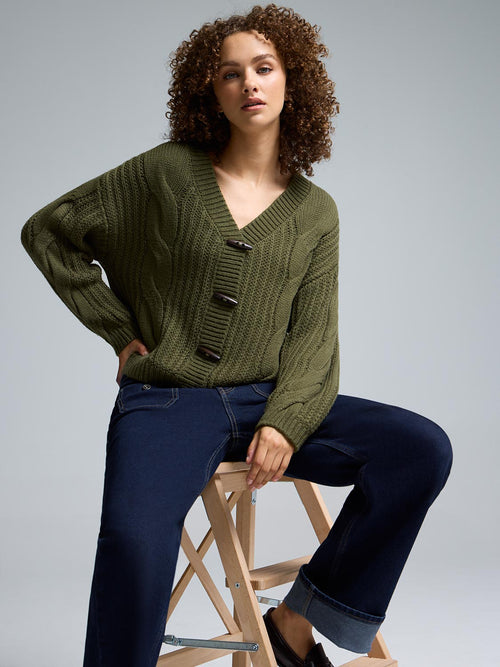 Cable Knit Toggle Cardigan