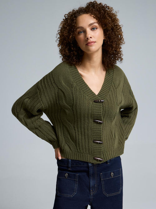 Cable Knit Toggle Cardigan