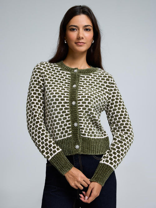 Chenille Jacquard Cardigan