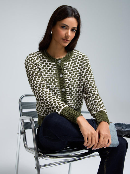 Chenille Jacquard Cardigan