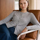 Lunar Melange Cable Knit Button-Front Cardigan - Front View - Suzy Shier