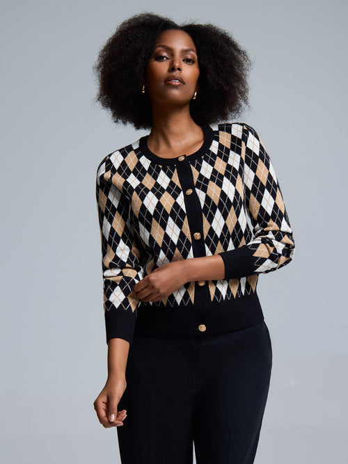 Jacquard Button-Front Cardigan
