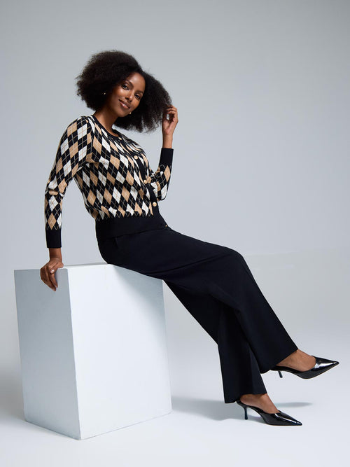 Jacquard Button-Front Cardigan