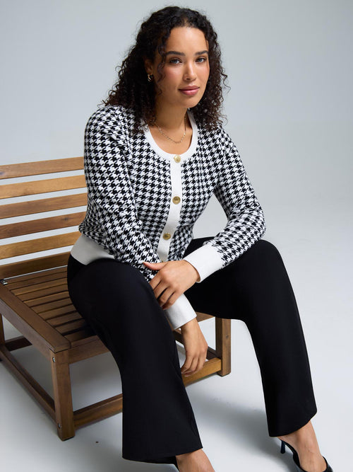Jacquard Button-Front Cardigan