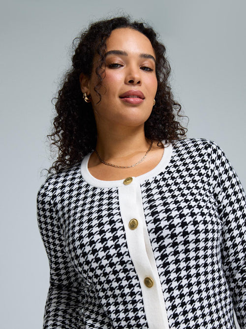 Jacquard Button-Front Cardigan