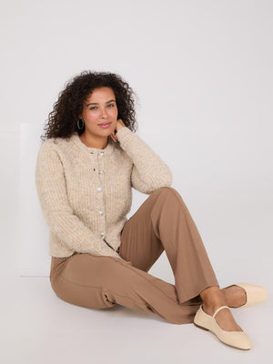 Wool Raglan Cardigan Beige