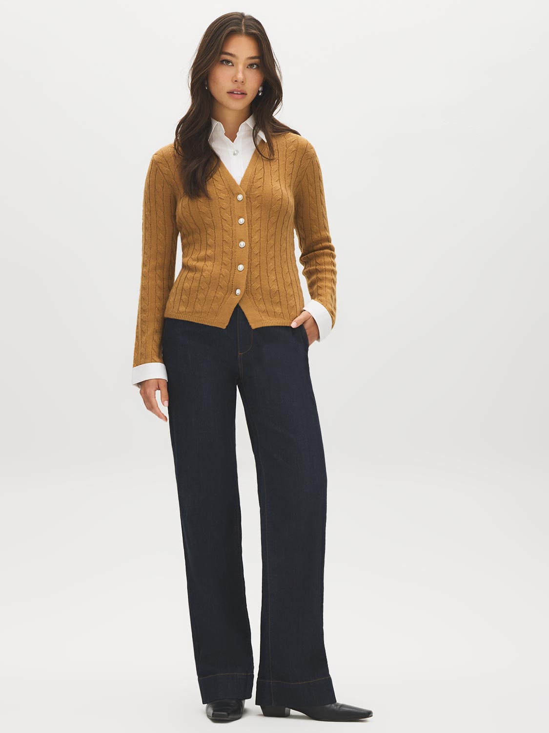 Cardigan 2 en 1 en tricot torsadé à col en V