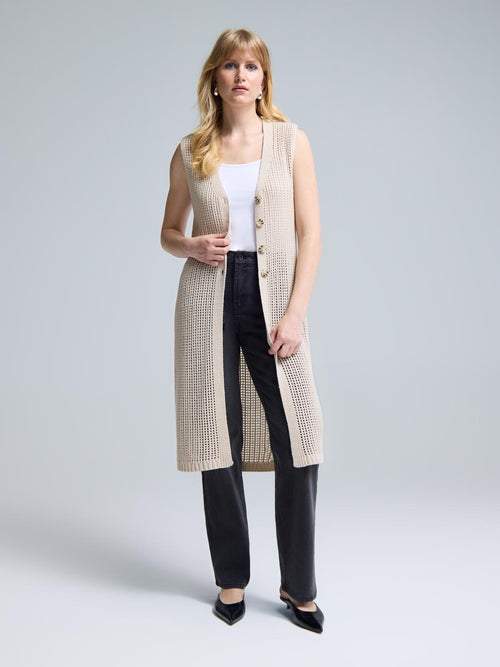 Long Crochet Sweater Vest