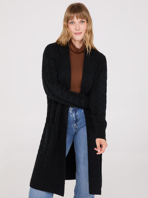 Cable Knit Duster Black