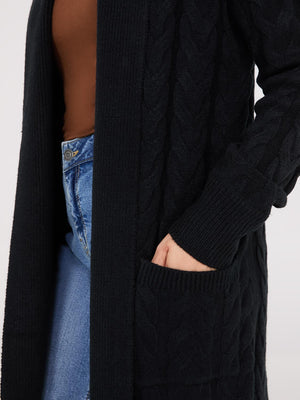 Cable Knit Duster Black