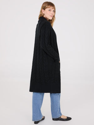 Cable Knit Duster Black