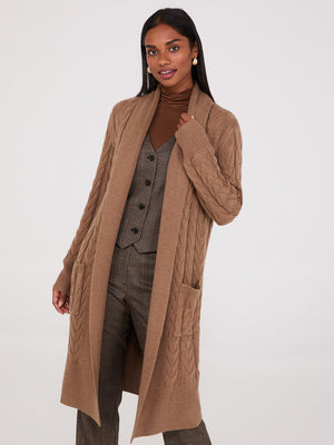 Cable Knit Duster Brown