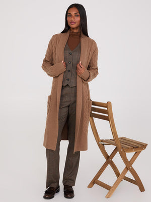 Cable Knit Duster Brown