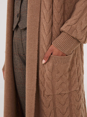 Cable Knit Duster Brown