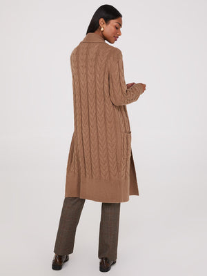 Cable Knit Duster Brown