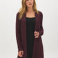 Merlot Long Cable Knit Open Cardigan - Woman Wearing Textured Knit Sweater - Suzy Shier