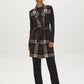 Brown/Black/Tan Jacquard Sleeveless Duster - Woman Wearing Longline Knit Vest - Suzy Shier