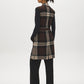 Brown/Black/Tan Jacquard Sleeveless Duster - Woman Wearing Longline Knit Vest - Suzy Shier