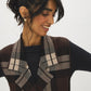 Brown/Black/Tan Jacquard Sleeveless Duster - Woman Wearing Longline Knit Vest - Suzy Shier