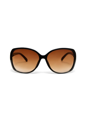 Lunettes de soleil à monture ronde surdimensionnées Black