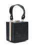 Black/Silver Faux Leather Croco Minaudière - Jewel Bow Detail with Top Handle - Le Chateau