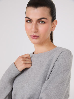 Melange Brushed Ribbed Loose Sweatshirt Grey