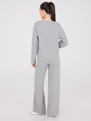 Melange Brushed Ribbed Loose Sweatshirt Grey