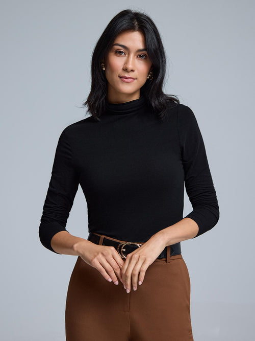 Semi-Sheer Turtleneck Top