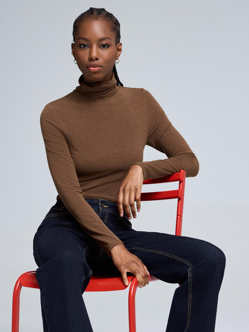Semi-Sheer Turtleneck Top