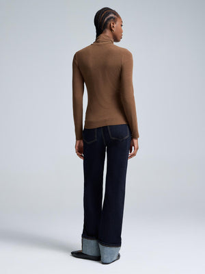 Soft Turtleneck Top Amber Brown
