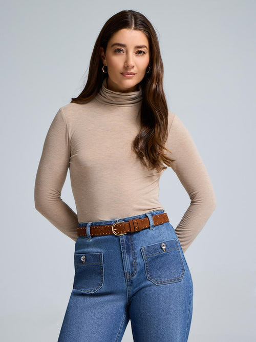 Semi-Sheer Turtleneck Top