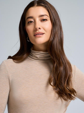 Soft Turtleneck Top Lt Brown
