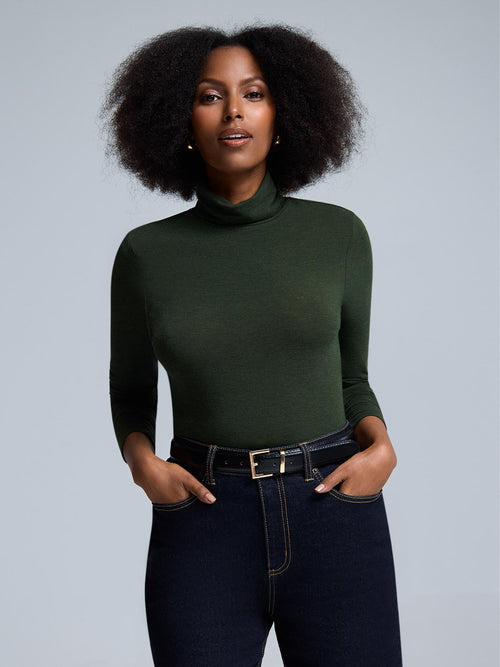 Semi-Sheer Turtleneck Top