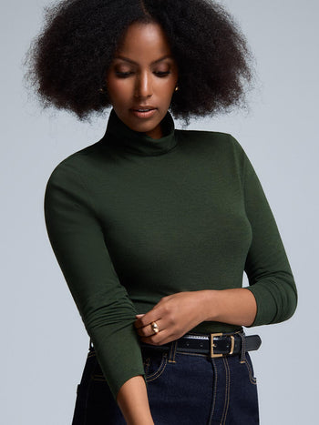 Soft Turtleneck Top Dk Green
