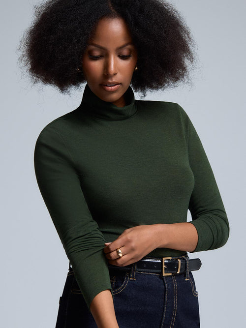 Semi-Sheer Turtleneck Top