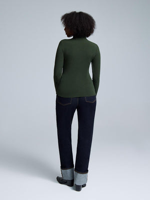 Soft Turtleneck Top Dk Green