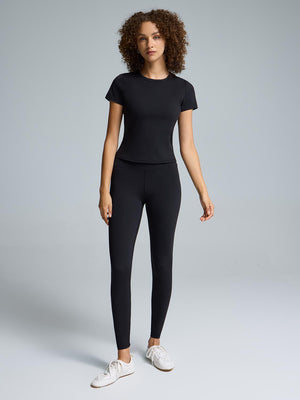 Brushed Cropped T-Shirt Black