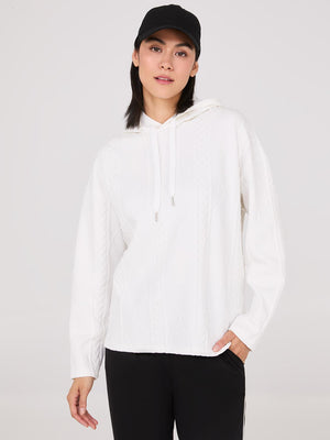 Quilted Jacquard Hoodie Pearl