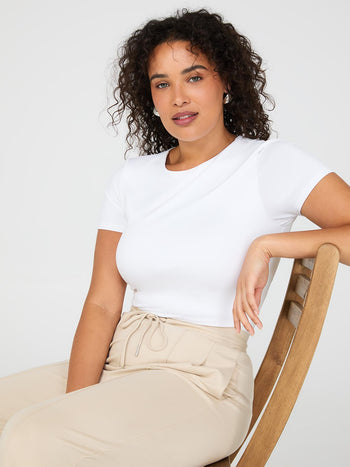 Sculpting Crew Neck T-Shirt Pearl